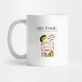 Gin Tonic Retro Poster Order Bar Prints, Vintage Drinks, Recipe, Wall Art Mug